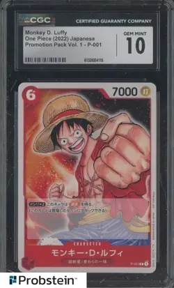 2022 One Piece Japanese Promotion Pack Vol.1 #P-001 Monkey D Luffy CGC 10 - Image 1