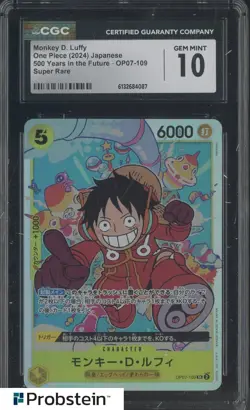 2024 One Piece Japanese OP07-109 Monkey D Luffy Super Rare CGC 10 GEM MINT - Image 1