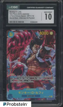2025 One Piece Japanese OP11-118 Monkey D Luffy Alternate Art SEC CGC 10 - Image 1