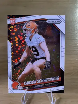 2025 Panini Prizm - Rookies Carson Schwesinger #384 White Disco Prizm (RC) - Image 1