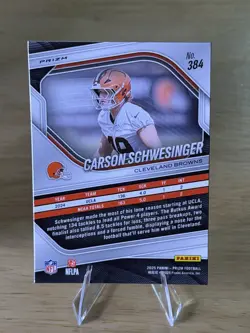 2025 Panini Prizm - Rookies Carson Schwesinger #384 White Disco Prizm (RC) - Image 2