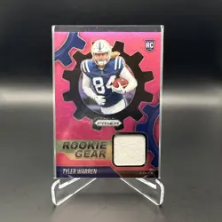 2025 Panini Prizm Tyler Warren Pink Prizm Rookie Gear White Swatch #RGP-TWN SP - Image 1