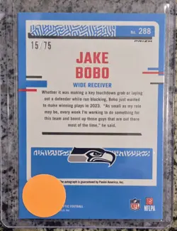 2023 Panini Donruss Optic Rated Rookie Jake Bobo Red Auto /75 Seahawks #288 RC - Image 2