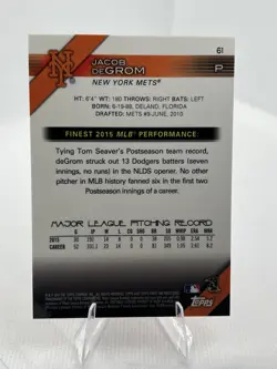 2016 Topps Finest #61 Jacob deGrom Red /5 New York Mets A59 - Image 2