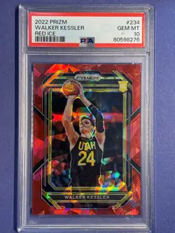 2022 Panini Prizm Walker Kessler #234 Red Ice RC Rookie PSA 10 Gem Mint Jazz - Image 1