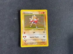Hitmonchan NM LP Base Set 2 Holo 8 Swirl Rare Pokemon Card WOTC 2000 8/130 - Image 2