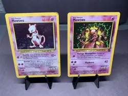 Pokemon TCG Mewtwo 2 Card Lot Base Set Holo & Black Star Promo 14 VTG 1999 WOTC - Image 1