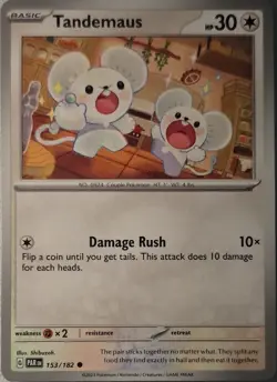 Pokemon Tandemaus Regular Basic English 30 HP 10 Attack 153/182 Card - Image 1