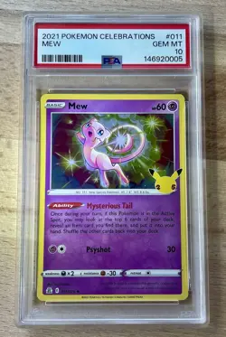 2021 Pokemon Celebrations Mew Holo Rare Card PSA 10 💎 📈 011/025 - Image 1