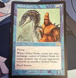 Gilded Drake MTG Urza’s Saga 76/350 Rare Lightly Played - Image 1