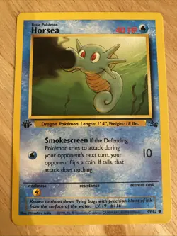 Horsea 49/62 1st Edition Fossil Common Pokemon Card - Image 1