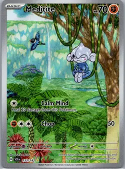 Meditite 153/142 Illustration Rare Stellar Crown Pokemon Holo Near Mint - Image 1