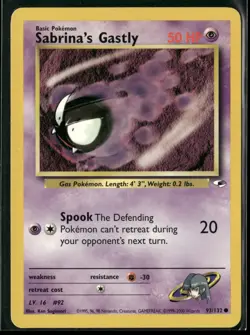 Sabrina's Gastly 93/132 Common Gym Heroes Pokemon Lightly Played - Image 1
