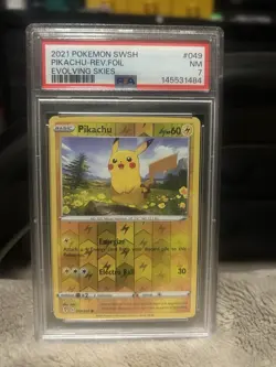 2021 Pokemon Foil Pikachu Psa 7 - Image 1