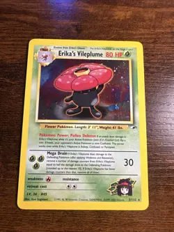 Pokemon TCG Erika's Vileplume Holo Rare Gym Heroes 5/132 LP Condition - Image 1