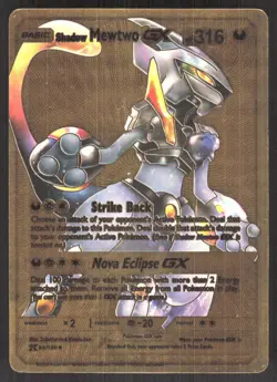 Pokemon Shadow Mewtwo GX Gold Foil Fan Art 82/100 - Image 1