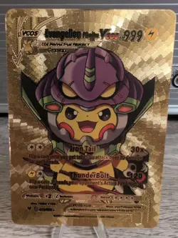 Pikachu Neon Genesis Evangelion Gold Foil Cosplay Pokemon Card Doujin 2023 EVA - Image 1