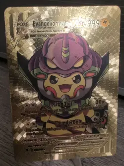 Pikachu Neon Genesis Evangelion Gold Foil Cosplay Pokemon Card Doujin 2023 EVA - Image 2