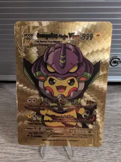 Pikachu Neon Genesis Evangelion Gold Foil Cosplay Pokemon Card Doujin 2023 EVA - Image 3