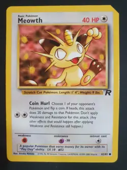 Meowth 62/82 - Team Rocket Set - Pokemon Card - Excellent - Factory Miscut - Image 1