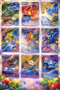 Pokemon First Partner Illustration Collection Kanto Starter Set Series 1-9 Cards - Image 1