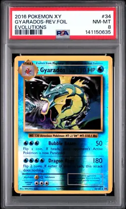 2016 Pokemon Xy Evolutions #34 Gyarados-Rev.Foil Evolutions PSA 8 - Image 1