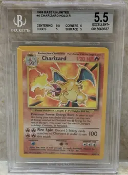 1999 Pokemon Base Set Unlimited Charizard Holo #4/102 BGS 5.5 - Image 1