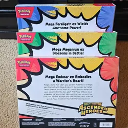 Pokemon Mega Evolution Ascended Heroes Box Feraligatr Meganium Emboar TCG all 3 - Image 2