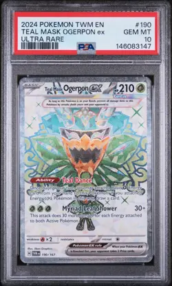 2024 Pokemon SV Twilight Masquerade Teal Mask Ogerpon EX #190/167 PSA 10 - Image 1