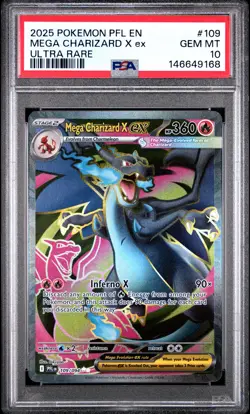 2025 POKEMON PFL EN-PHANTASMAL FLAMES ULTRA RARE #109 MEGA CHARIZARD X EX PSA 10 - Image 1