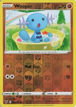 Wooper Reverse Holo Common – SWSH04: Vivid Voltage #083/185 Pokemon TCG - Image 1