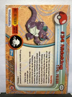 Topps Pokemon TV Animation Edition Nidoking #34 Blue Logo LP - Image 2
