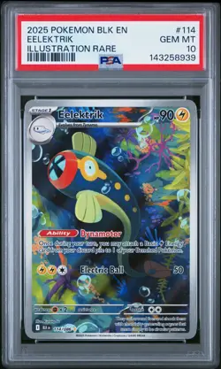 Pokemon PSA 10 Gem Mint Black Bolt Illustration Rare Eelektrik 114/086 - Image 1