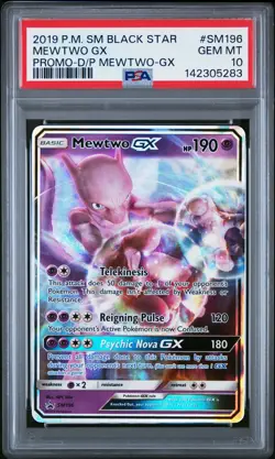 2019 POKEMON SM BLACK STAR PROMO DETECTIVE PIKACHU MEWTWO-GX MEWTWO GX PSA 10 - Image 1