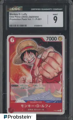 2022 One Piece Japanese Promotion Pack Vol.1 P-001 Monkey D Luffy CGC 9 - Image 1