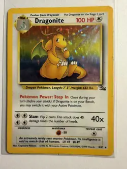 Dragonite Holo 4/62 Fossil Unlimited – Vintage Pokemon Card – Raw - Image 2