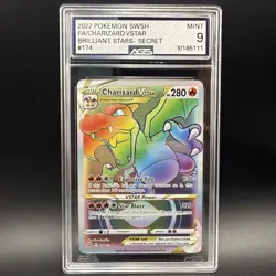 Pokemon TCG Charizard VSTAR Rainbow Secret Rare Card Brilliant Stars 174/172 NM - Image 1