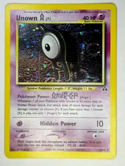 Unown A 14/75 Holo Neo Discovery Pokemon Card WOTC Vintage - Image 1