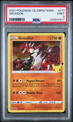 2021 Pokemon Celebrations 017/025 Groudon PSA 9 Mint Holo Foil Rare Card vintage - Image 1