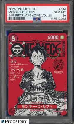 2025 ONE PIECE JPN PROMOS ONE PIECE MAGAZINE VOL.20 #014 MONKEY D. LUFFY PSA 10 - Image 1