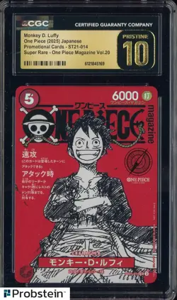 2025 One Piece JPN ST21 Promo Magazine Vol.20 014 Monkey D Luffy CGC 10 PRISTINE - Image 1