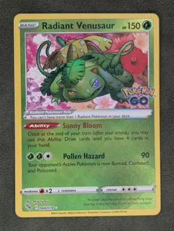Radiant Venusaur 004/078 Pokemon TCG Radiant Rare Pokemon GO Near Mint - Image 1