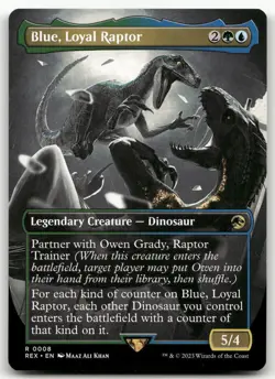 Blue, Loyal Raptor (Borderless) #8 (NM) Jurassic World REX Magic MTG - Image 1