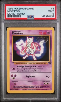 1999 POKEMON GAME MOVIE PROMO #3 MEWTWO PSA 9 - Image 1