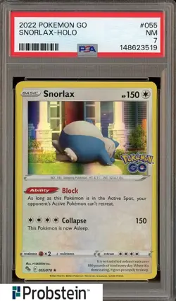 2022 Pokemon Go #055 Snorlax Holo PSA 7 NM - Image 1