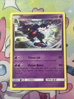 Pokemon TCG Toxicroak 55/147 Rare SM Burning Shadows LP - Image 1