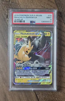 2019 Pokemon Sun And Moon 33/181 Pikachu Zekrom GX Tag Team Graded PSA 9 🔥 - Image 1