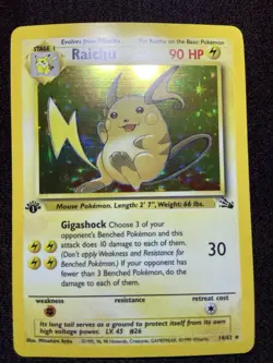 Pokemon TCG Fossil Set Raichu 14/62 Rare Holo 1st Edition - Image 3