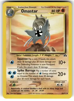 Omastar 43/75 Uncommon Neo Discovery Pokemon Unlimited LP - Image 1