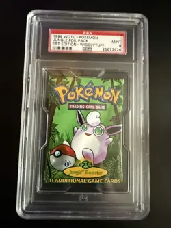 Pokemon PSA 9 1st Edition Jungle Booster Pack - Wigglytuff Art *No QR Code Slab* - Image 1